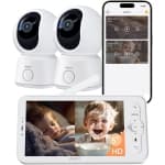 Refurbished (Excellent) - Arenti Baby Monitor 2 Cameras with 5-Inch Wireless Display, Smart WiFi 6 Baby Cameras, 360° View, Auto Night Vision, Temperature Sensor, Sound and Motion