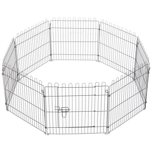 PawHut Dog Playpen Puppy Play Pen, 8 Panels Pet Exercise Fences for Outside Indoor, 24"H