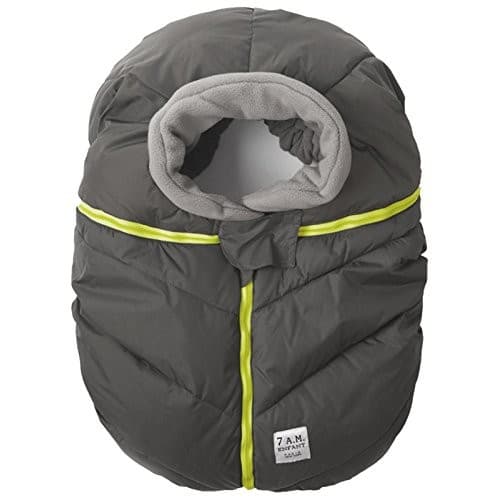 7AM Enfant Car Seat Cocoon: Infant Car Seat Cover Micro-Fleece Lined with an Elasticized Base, Metallic Silver