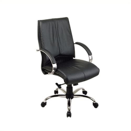 Deluxe Mid Back Black Executive Leather Office Chair