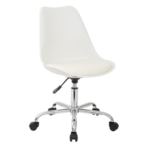 Emerson White Office Chair with Pneumatic Chrome Base
