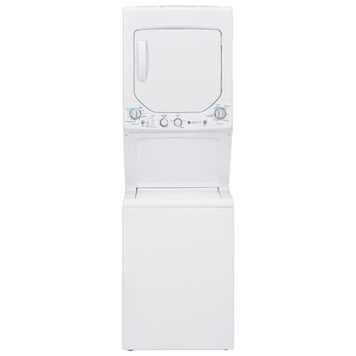GE 2.6 Cu. Ft. Apartment Size Electric Agitator Washer & Dryer Laundry Centre (GUD24ESMMWW) - White