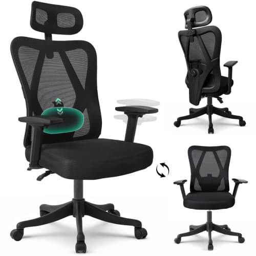 MotionGrey Stylish Ergonomic High Mesh Office Chair with Adjustable Head, Armrest & Lumbar Support - Only at Best Buy