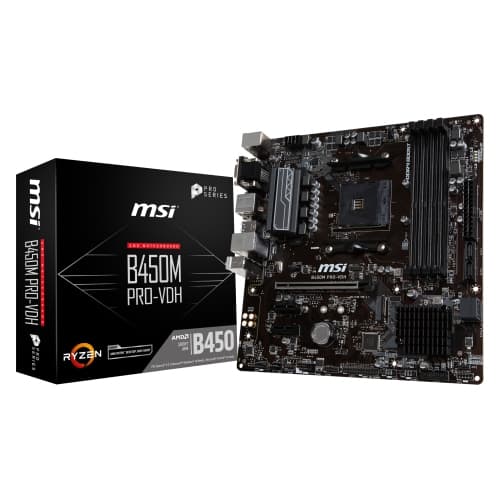 MSI B450M PRO-VDH MAX Motherboard (Supports 1st, 2nd and 3rd Gen AMD Ryzen CPU, AM4, M.2, USB 3, DDR4, D-Sub DVI, HDMI, Micro-ATX)