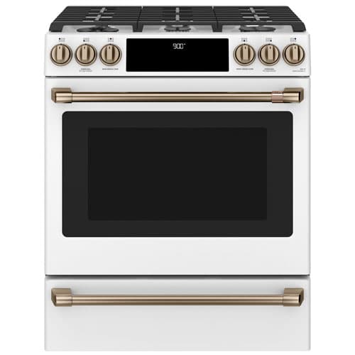 Café 30" 5.7 Cu. Ft. True Convection 6-Burner Slide-In Gas Range (CC2S900P4MW2) - Matte White