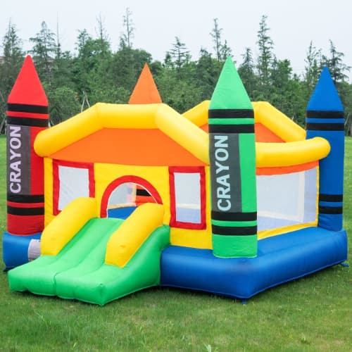 Costway Inflatable Crayon Bounce House Castle Jumper Moonwalk Bouncer without Blower