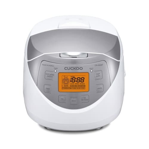 Cuckoo CR-0632F Multifunctional & Programmable Electric Rice Cooker, Intelligent Cooking Algorithm, 6 Cups (Uncooked) - 12 Cups (Cooked), Made in Korea, White/Silver