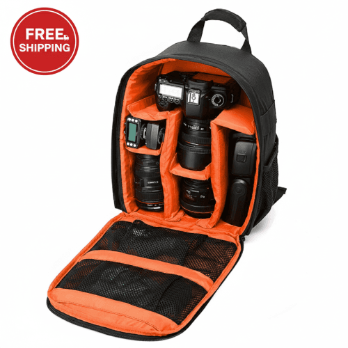Padded Camera Backpack Bag Waterproof DSLR SLR Mirrorless Case with Padded Dividers for Canon Nikon Sony Lens Travel Photography Backpack Orange