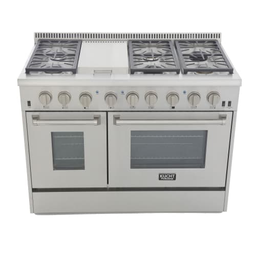 KUCHT Professional 48-inch 6.7 cu. ft. Dual Fuel Range for Natural Gas with Classic Silver Knobs