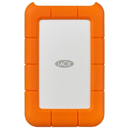 LaCie Rugged 2TB USB-C Portable External Hard Drive for PC/Mac (STFR2000800) - Orange