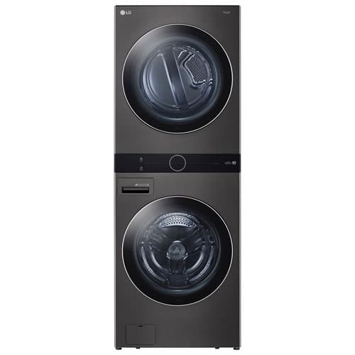LG WashTower 5.2 Cu. Ft. AI ThinQ Steam Washer & 7.4 Cu. Ft. Sensor Dry Dryer- Energy Star (WKEX200HBA) - Black Stainless