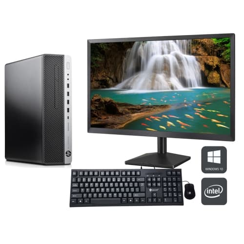 Refurbished (Good) - HP EliteDesk 800 G3 SFF Desktop Computer with 24" Monitor - Intel Core i5-6500 Processor 3.20 GHz 16GB DDR4 RAM 512GB SSD Windows 10 Pro WiFi