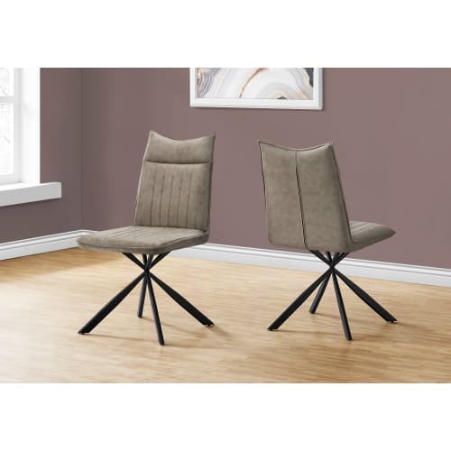 Monarch Specialties I 1216 Dining Chair - 2pcs / 36" High / Taupe Fabric / Black Metal