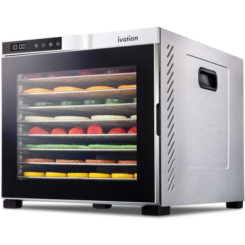 Ivation 10 Tray Premium Stainless Steel Electric Food Dehydrator Machine 1000w for Drying Beef Jerky, Fruits, Vegetables & Nuts