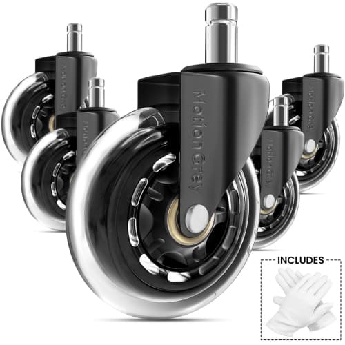 MotionGrey Office Chair Caster Wheels -Auto- Roller Blade, Ergonomic Swift Wheels, Swivel Gaming Office Chair Support for Safe Rolling on All Floor Surface (Set of 5)