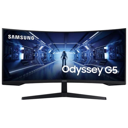 Open Box - Samsung Odyssey G5 34" WQHD 165Hz 1ms GTG Curved VA LED FreeSync Gaming Monitor (LC34G55TWWNXZA) - Black