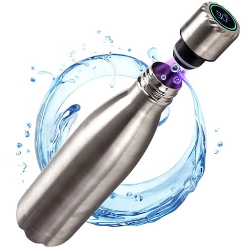 WINGOMART UV Water Purifier & Self-Cleaning Insulated Stainless Steel Water Bottle - Turns Any Water Source Into Clean Drinking Water - Perfect For Hiking, Camping, Travel & Survival- SILVER
