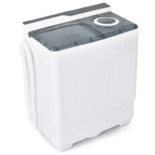 Gymax Twin Tub Portable Washer with Bulky Cycle - automatic Washing Machine 26 lbs Twin Tub Laundry Washer Grey