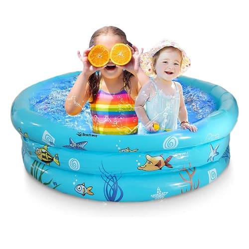ISTAR 3 Rings Kiddie Pool for Toddler, 43”X12”，Kids Swimming Pool, Inflatable Baby Ball Pit Pool (Blue)