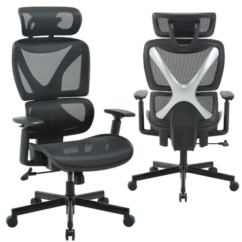 Ergonomic Office Chair, High Back Adjustable Mesh Executive Chair with Auto-Balance Segmented Backrest, 2D Adjustable Headrest and 3-Level Locking Tilt