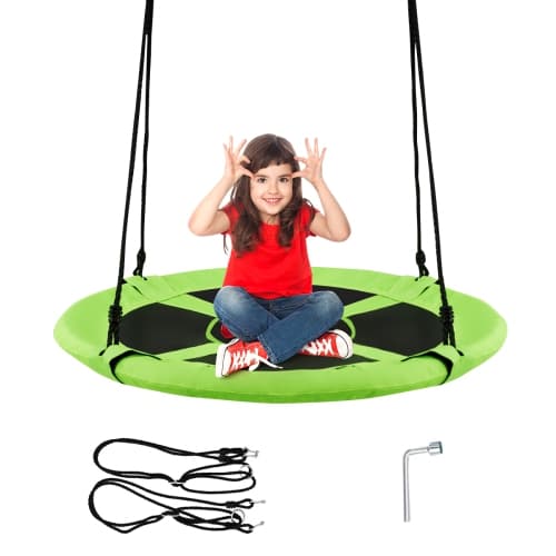 Topbuy 40" Kids' Saucer Tree Swing Seat Indoor Outdoor Play Set Grren/ Blue