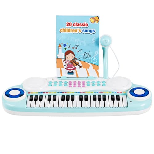 Topbuy 37 Keys Electronic Musical Instrument Kids Piano Keyboard Toy with Microphone