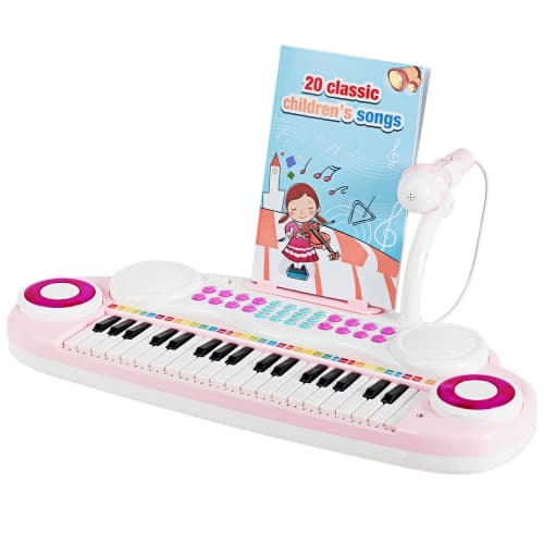 Topbuy 37 Keys Electronic Musical Instrument Kids Piano Keyboard Toy with Microphone
