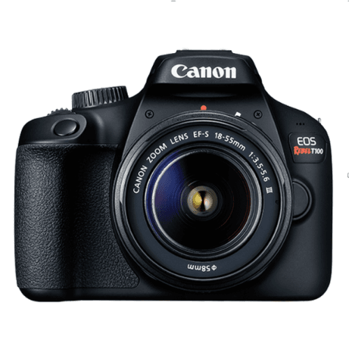 Canon EOS Rebel T100 DSLR Camera with EF-S 18-55mm f/3.5-5.6 III Lens, 18MP APS-C CMOS Sensor, Built-in Wi-Fi, Optical Viewfinder, Impressive Images & Full HD Videos, Includes 32GB
