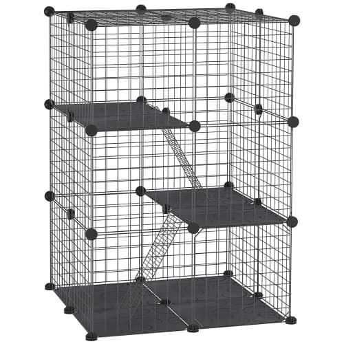 PawHut Pet Playpen, DIY Guinea Pig Cage, Rabbit Pen Enclosure, Small Animal Pen Fence with Door for Hedgehog, Bunny, Chinchilla, Ferret, Kitty, 39 Panels