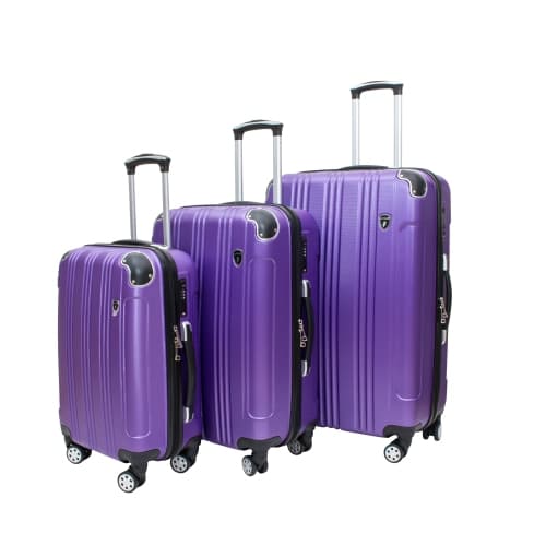 Archibolt Purple 3-Piece Hard Shell Rolling Suitcase Set, Luggage bag,Lightweight Large Luggage Suitcase Set With TSA Lock,Checked and Cabin Big Hard Suitcases With 360 4 Wheels