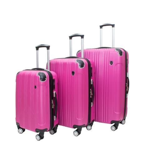 Archibolt Pink 3-Piece Hard Shell Rolling Suitcase Set, Luggage bag, Lightweight Large Luggage Suitcase Set With TSA Lock,Checked and Cabin Big Hard Suitcases With 360 4 Wheels