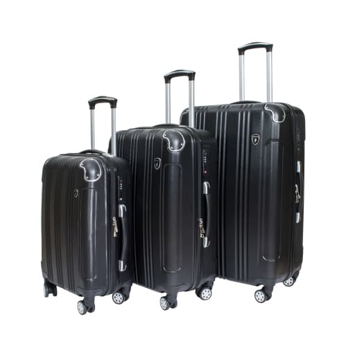 Archibolt Black 3-Piece Hard Shell Rolling Suitcase Set, Luggage bag, Lightweight Large Luggage Suitcase Set With TSA Lock,Checked and Cabin Big Hard Suitcases With 360 4 Wheels