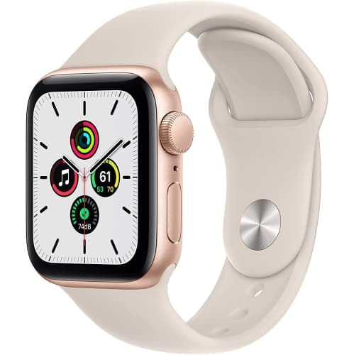Apple Watch SE (Gen 1) [GPS 40mm] Smart watch w/Gold Aluminium Case with Starlight Sport Band. Fitness & Activity Tracker, Heart Rate Monitor, Retina Display, Water Resistant