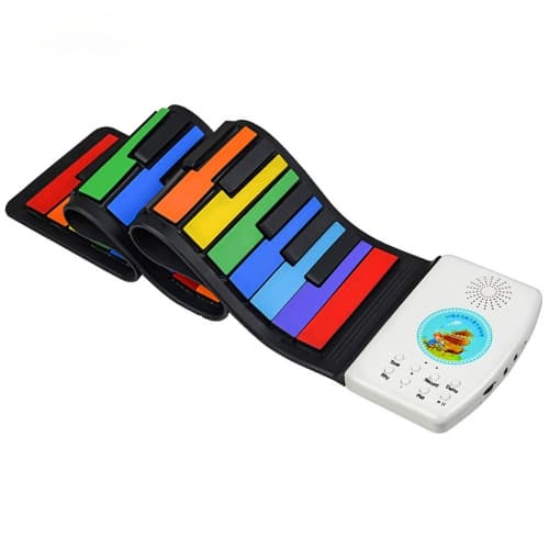 Keyboard Piano Rainbow Piano Keyboard Roll Up Piano 49 Keys Flexible Colourful Foldable Silicone Toddler - axGear