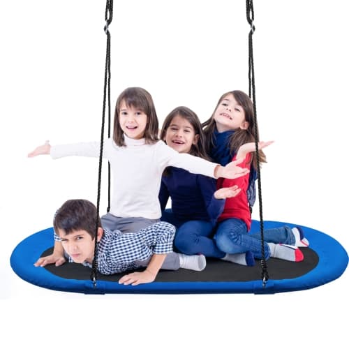Topbuy 60" Flying Saucer Tree Swing Set Outdoor Oval Swing Adjustable Hanging Ropes for Kids Colorful/Blue/Green/Purple