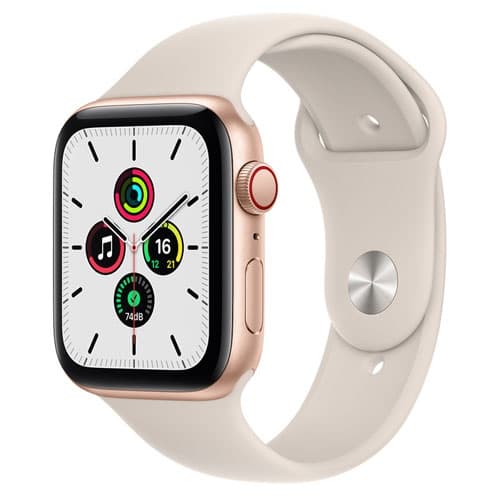Refurbished (Good) - Apple Watch SE (GPS + Cellular) 44mm Gold Aluminum Case with Starlight Sport Band (2021)