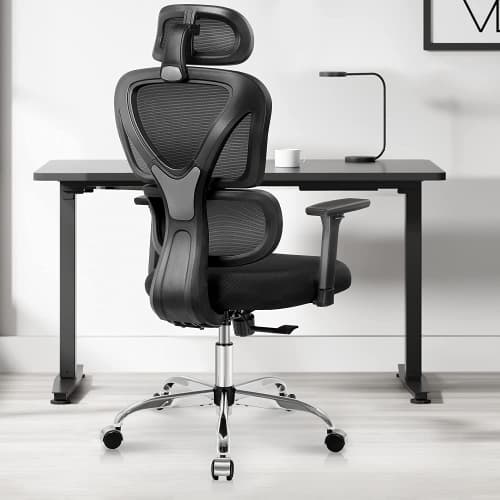 CoolHut Office Chair - High Back Adjustable Height Home Gaming Chair with 3D Armrests - Black - S
