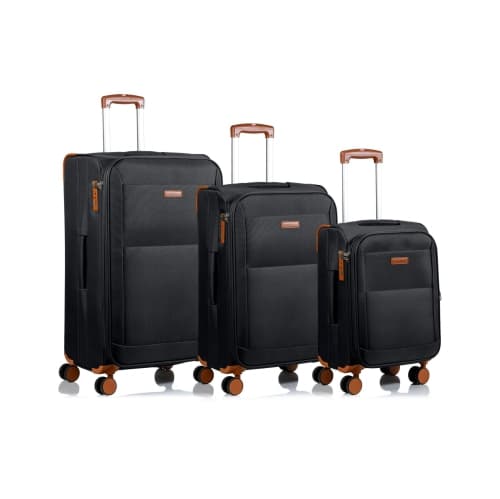 CHAMPS Classic Collection 3-Piece Soft Side 8-Wheeled Expandable Luggage Set - Black