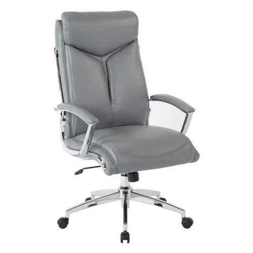 Executive Faux Leather High Back Chair with Padded Arms and Chrome Finish Base