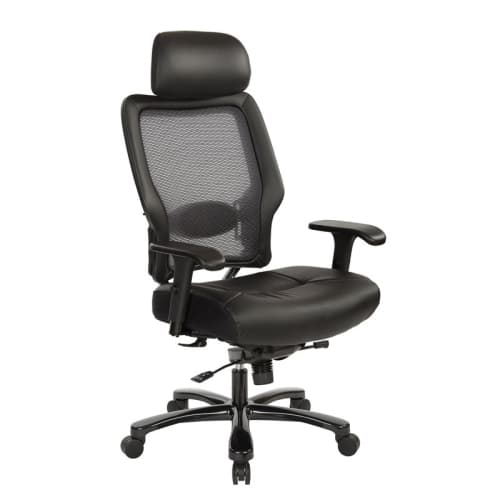 Executive Big and Tall Chair in Black Bonded Leather Fabric w/ Headrest