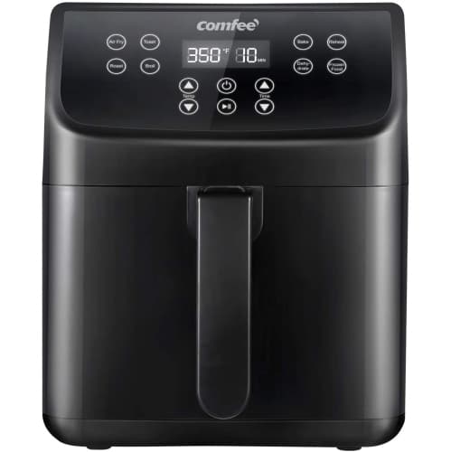 COMFEE' 5.8Qt Digital Air Fryer, Toaster Oven & Oilless Cooker, 1700W with 8 Preset Functions, LED Touchscreen, Shake Reminder, Non-stick Detachable Basket, BPA & PFOA Free