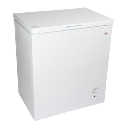 Koolatron Compact Chest Freezer 5.0 cu ft, Manual Defrost Deep Freeze, Storage Basket, Space-Saving Flat Back, Stay-Open Lid, Front-Access Defrost Drain, for Apartment, Condo