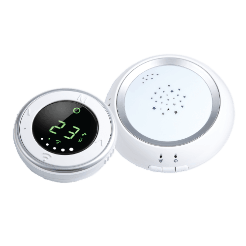 Bebcare Hear - Audio Low EMF Emissions Baby Monitor with Ultra-Low Radiation Safe Technology, Breathing Sensor, Night Light and White Noise Silencer for Reception up to 2000 feet