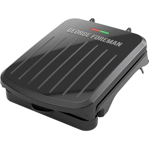 George Foreman 2-Serving Classic Plate Electric Indoor Grill and Panini Press, Black (GRS040B)