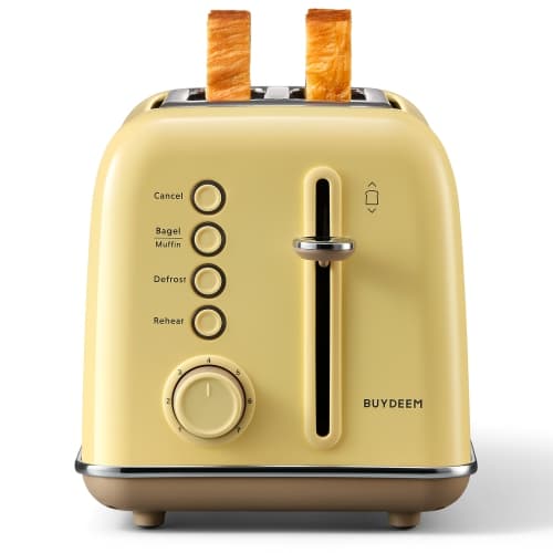 BUYDEEM DT620 2 Slice Toaster, Extra Wide Slots, Retro Stainless Steel with High Lift Lever, Bagel and Muffin Function, Removal Crumb Tray, 7-Shade Settings