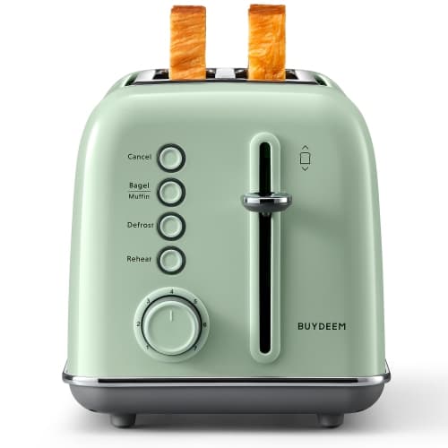 BUYDEEM DT620 2 Slice Toaster, Extra Wide Slots, Retro Stainless Steel with High Lift Lever, Bagel and Muffin Function, Removal Crumb Tray, 7-Shade Settings