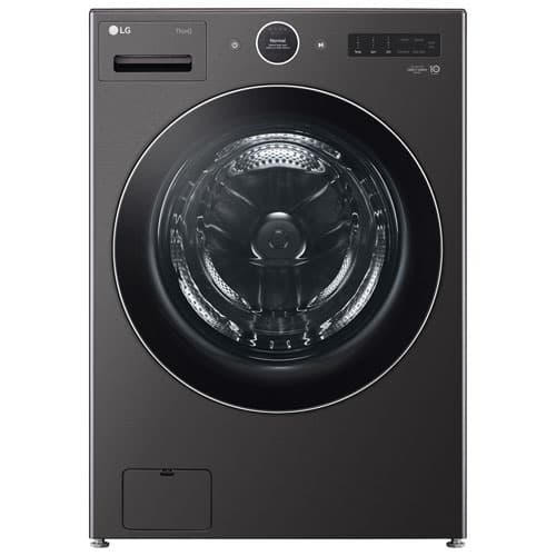 LG 5.8 Cu. Ft. High Efficiency Front Load ThinQ Steam Washer with ezDispense - Energy Star (WM6700HBA) - Black Steel