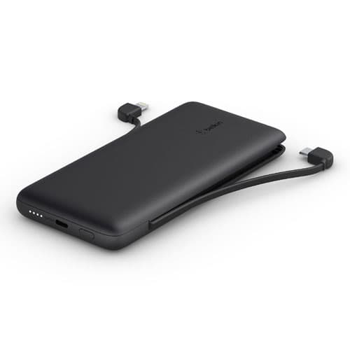 Belkin BoostCharge 10k mAh Power Bank with Lightning Cable & USB-C Cable - Black
