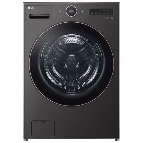 LG (WM6500HBA) 5.8 Cu. Ft. (IEC) Stackable High Efficiency Front Load Washer with Steam - Black Steel