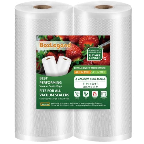 Vacuum Sealer Bags 11''x50' (2 Pack), Food Saver Bags Rolls, Sac Sous Vide Alimentaire, Commercial Grade Vacuum Seal Bag for Meal Prep, BPA Free, Heavy Duty (100 Feet)